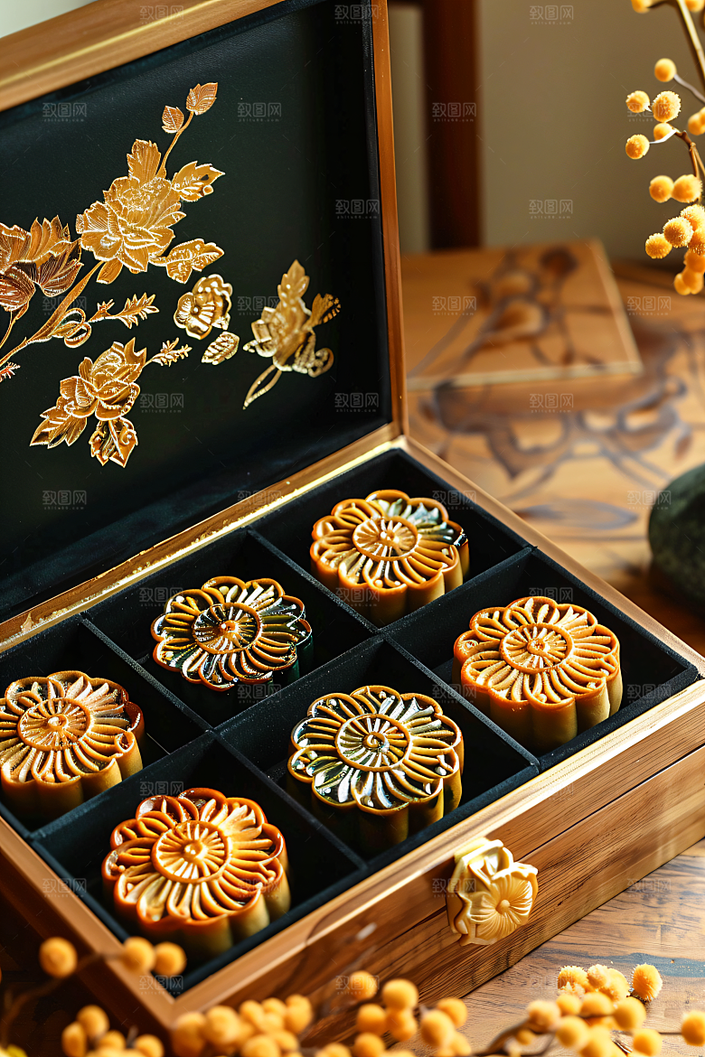 中秋月饼礼盒文化高清摄影图