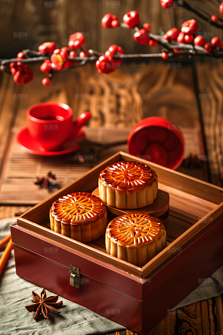 中秋月饼礼盒文化高清摄影图
