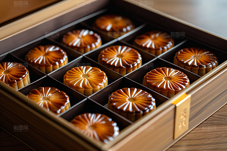 中秋月饼礼盒美味美食摄影图