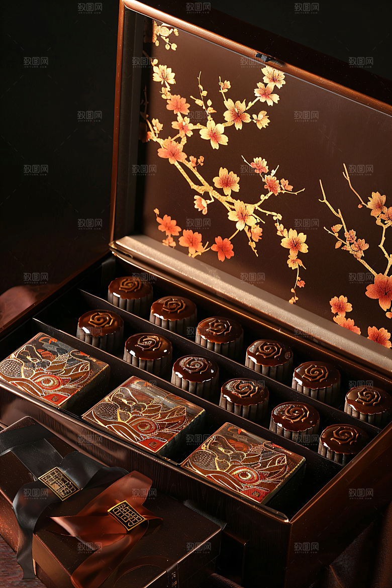 中秋月饼礼盒甜点糕点摄影图