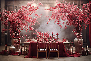 中式婚礼唯美室内效果图