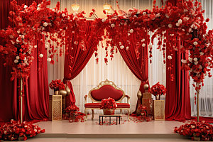 中式婚礼唯美室内效果图