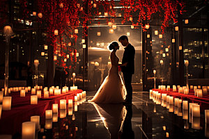 中式婚礼室内浪漫效果图