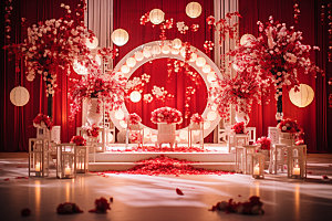 中式婚礼浪漫室内效果图
