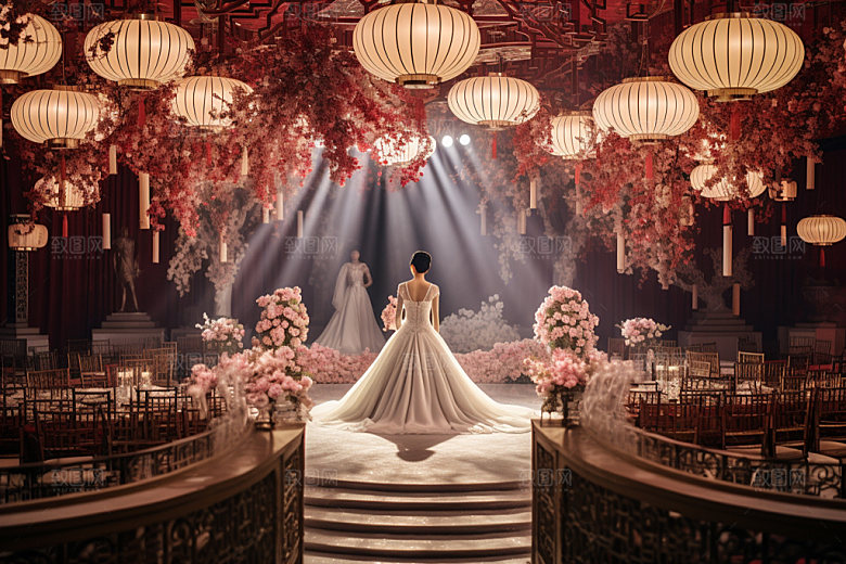 中式婚礼唯美室内效果图