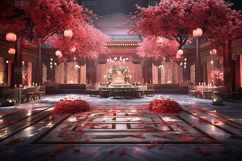 中式婚礼布置氛围效果图