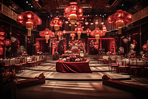 中式婚礼室内传统效果图