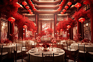 中式婚礼酒店场景布置效果图