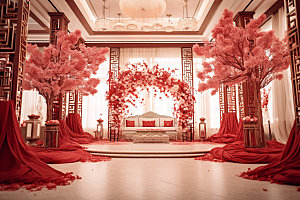 中式婚礼酒店场景唯美效果图