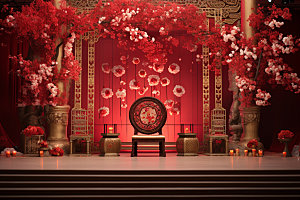 中式婚礼氛围喜庆效果图
