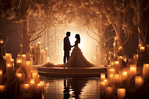 中式婚礼氛围浪漫效果图