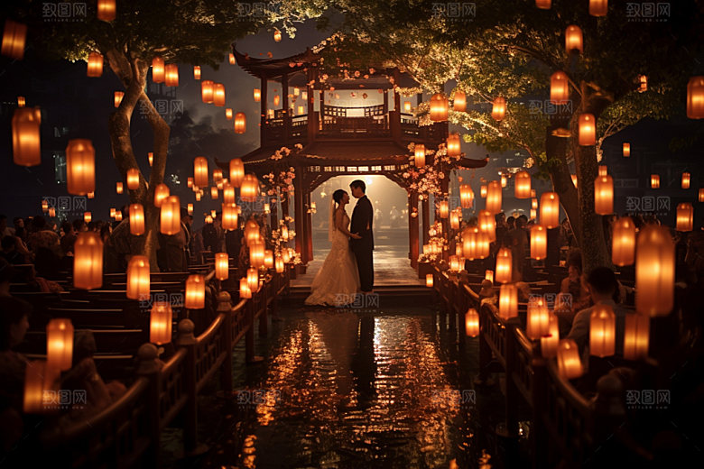 中式婚礼喜庆室内效果图