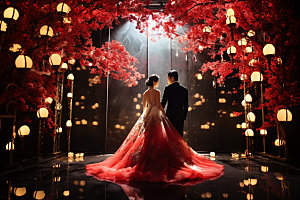 中式婚礼唯美氛围效果图
