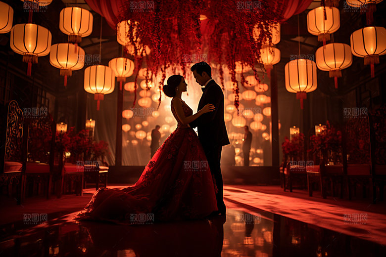 中式婚礼唯美酒店场景效果图