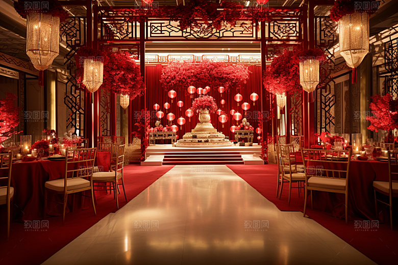 中式婚礼酒店场景传统效果图