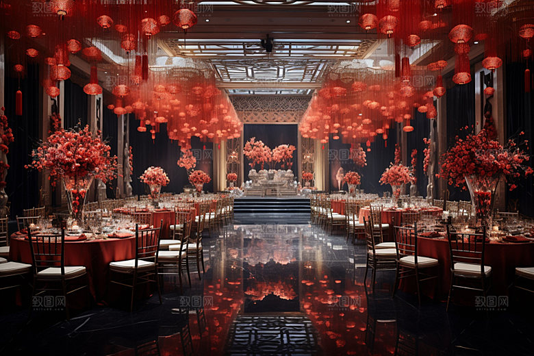 中式婚礼传统喜庆效果图