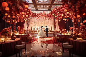 中式婚礼唯美氛围效果图
