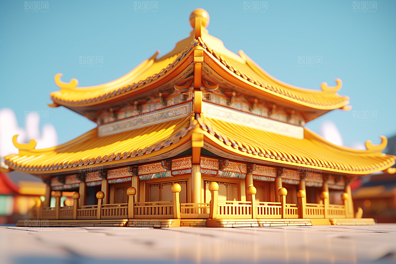 中式微缩建筑国潮高清模型