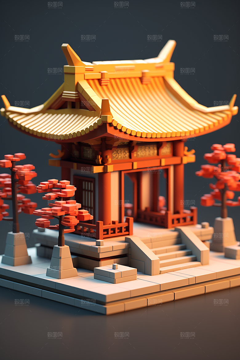 中式微缩建筑国潮中国风模型