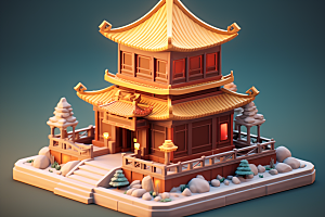 中式微缩建筑传统建筑立体模型