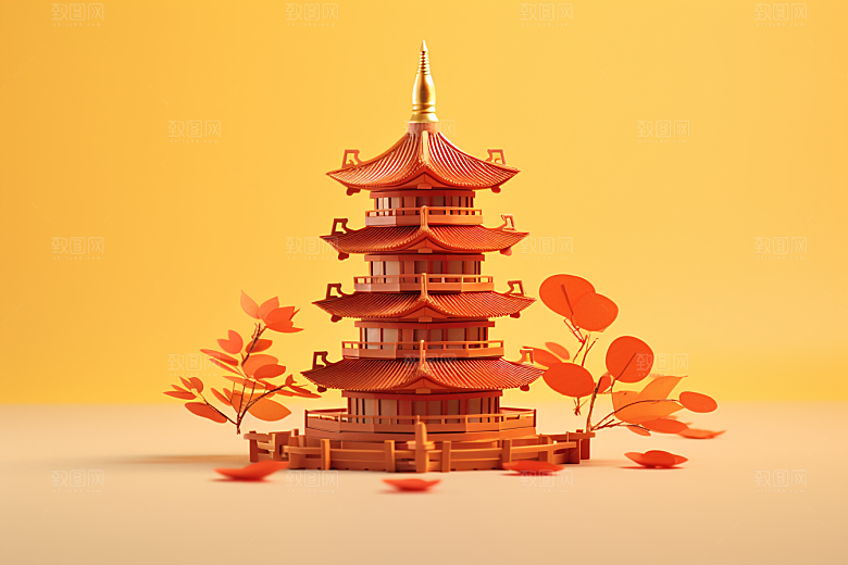 中式微缩建筑立体高清模型