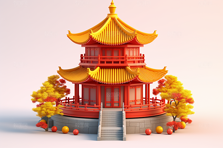 中式微缩建筑精致传统建筑模型