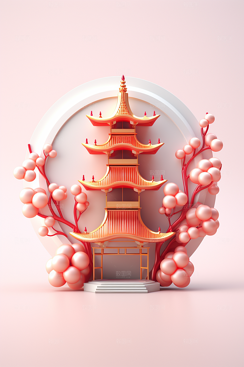 中式微缩建筑中国风精致模型