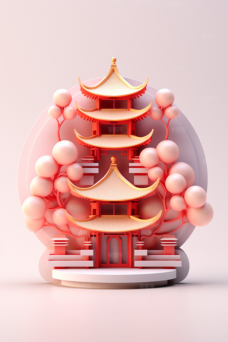 中式微缩建筑国潮精致模型