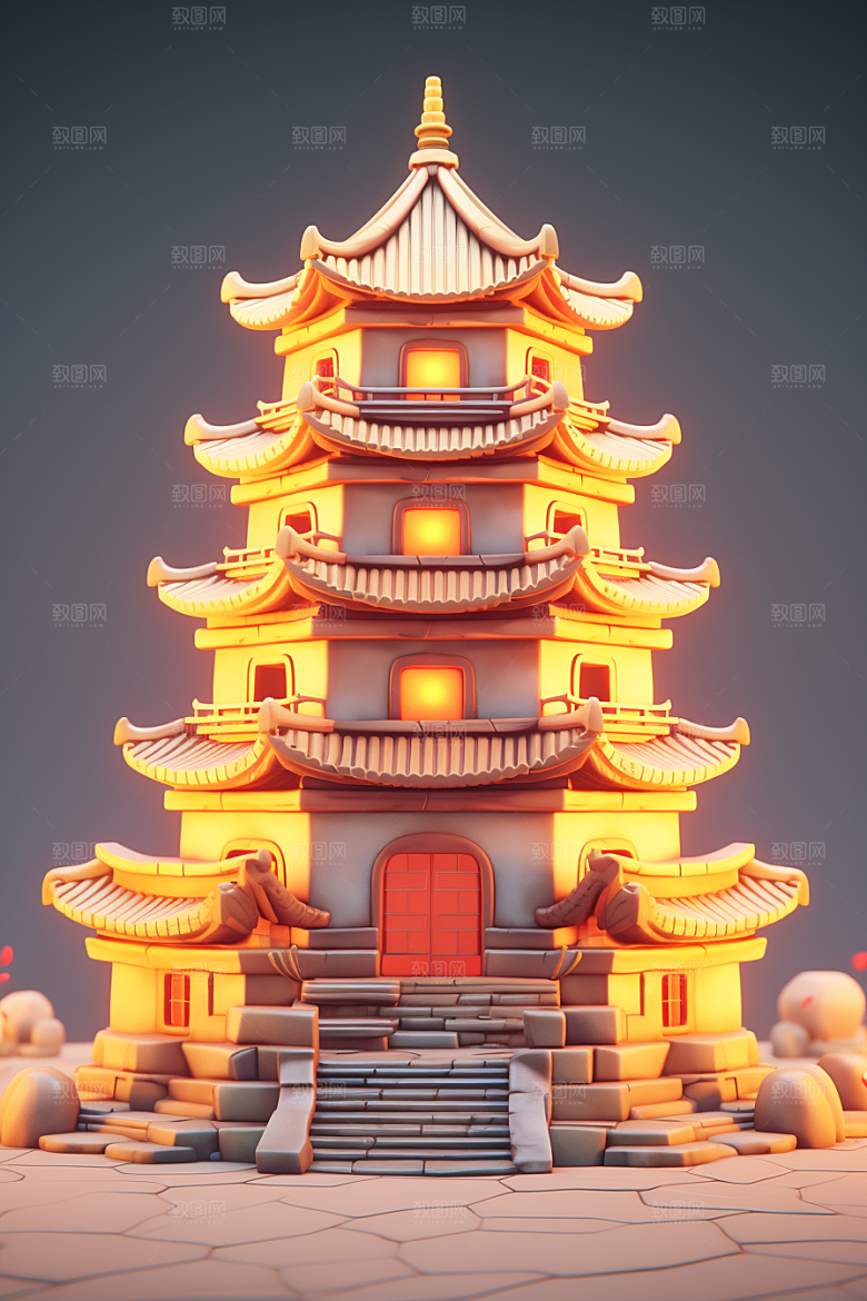 中式微缩建筑精致中国风模型