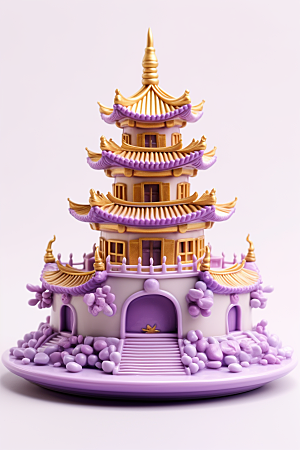 中式微缩建筑精致传统建筑模型