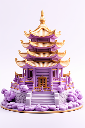 中式微缩建筑精致传统建筑模型
