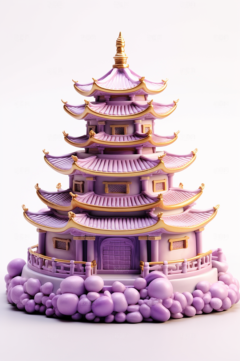 中式微缩建筑国潮C4D模型