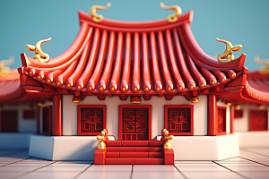 中式微缩建筑国潮传统建筑模型