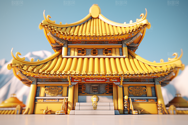 中式微缩建筑国潮中国风模型
