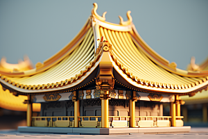 中式微缩建筑立体传统建筑模型