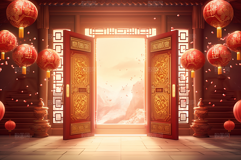 中式传统门楼火热热卖背景图
