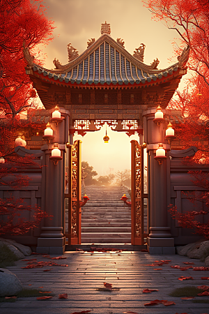 中式传统门楼中国风热卖背景图