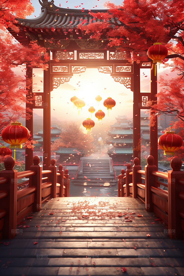 中式传统门楼热卖火热背景图