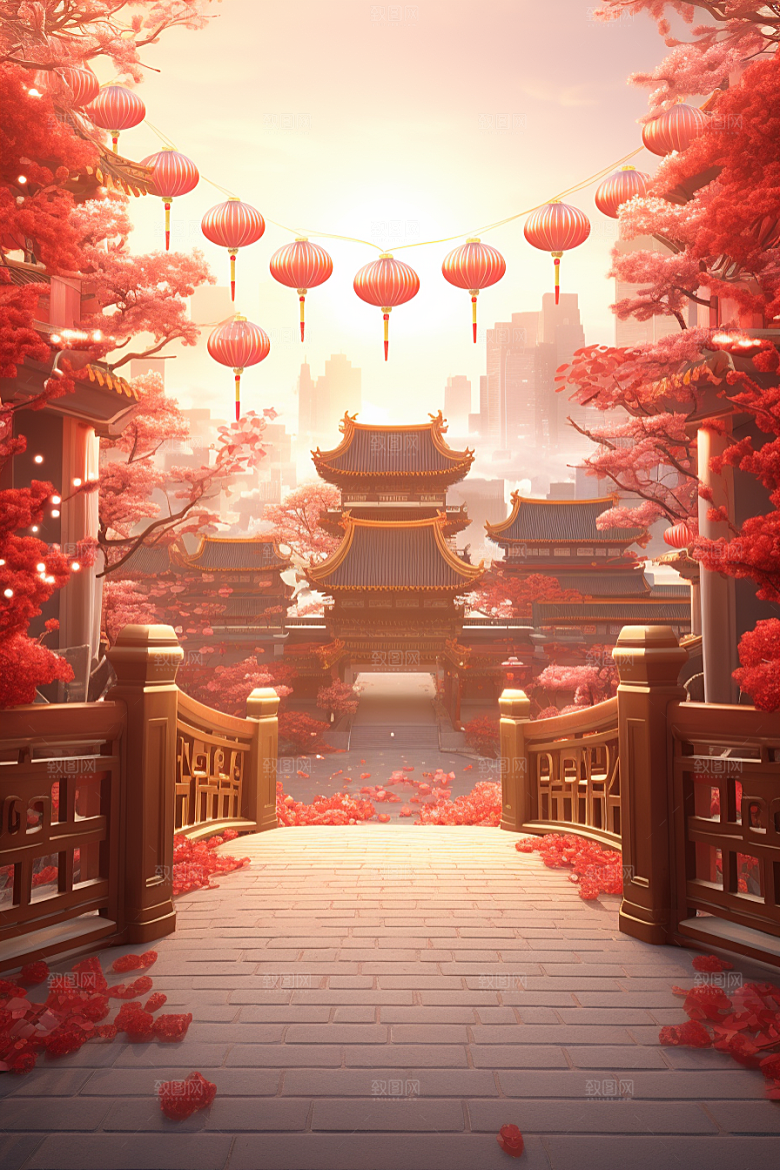中式传统门楼直播中国风背景图
