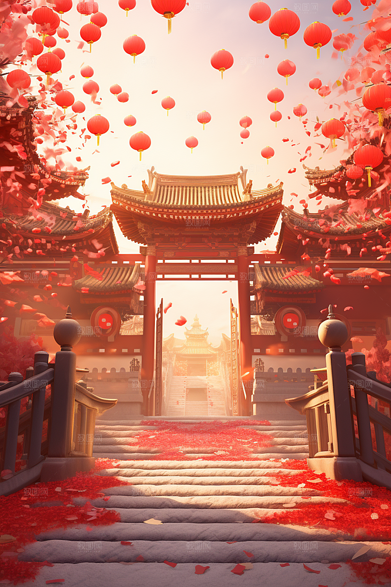 中式传统门楼火热热卖背景图