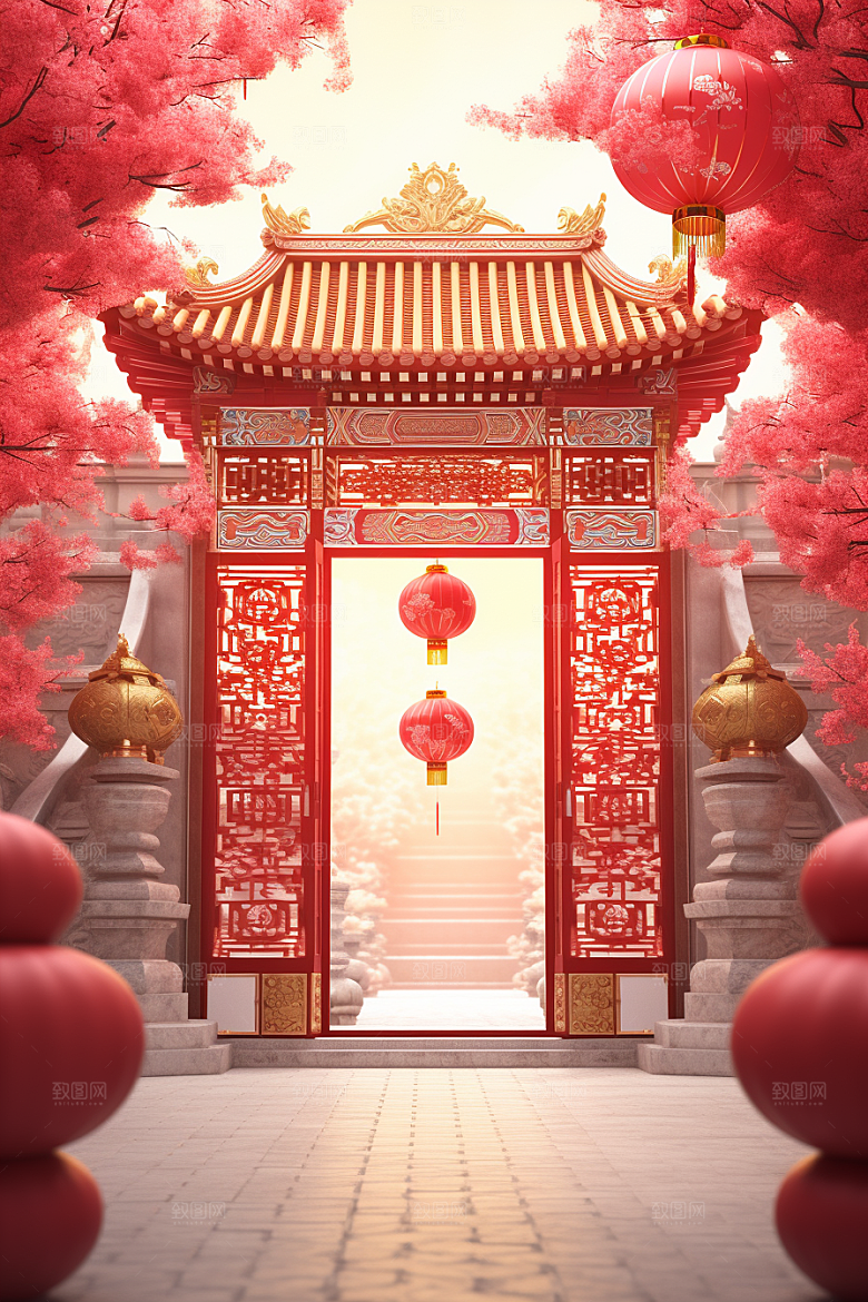 中式传统门楼热卖火热背景图