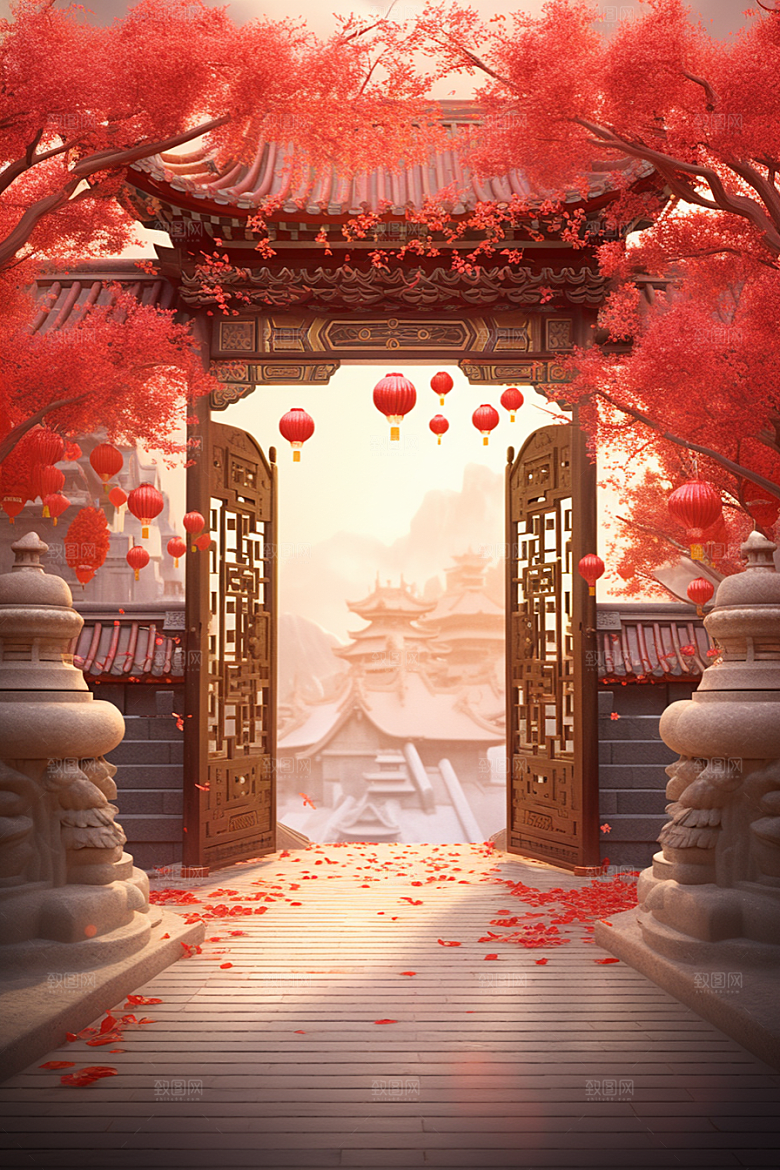 中式传统门楼中国风热卖背景图