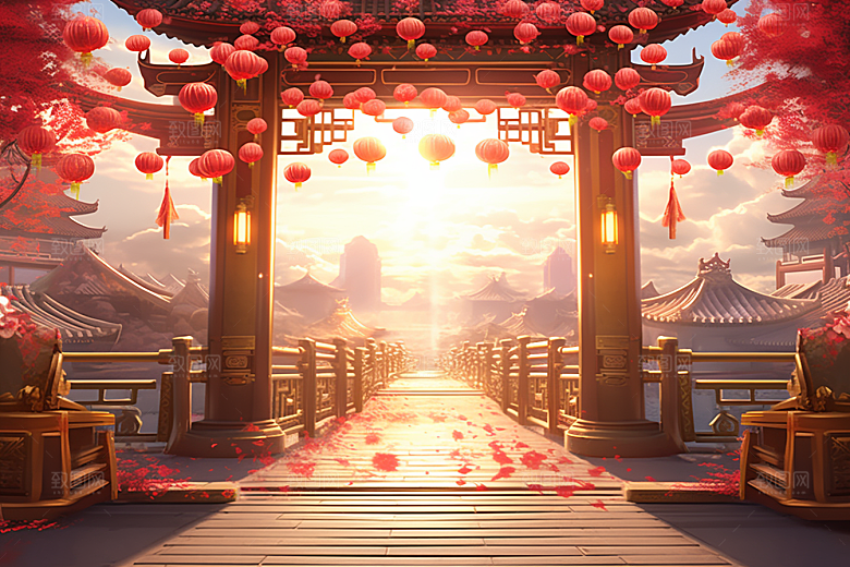 中式传统门楼开门红热卖背景图