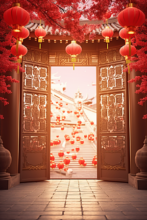 中式传统门楼促销热卖背景图
