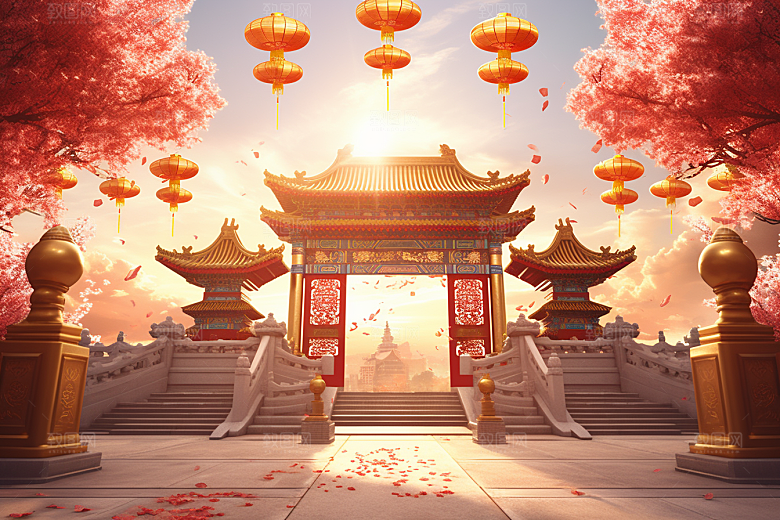 中式传统门楼热卖火热背景图