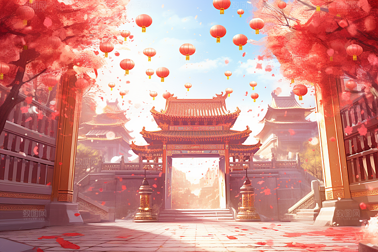 中式传统门楼火热热卖背景图