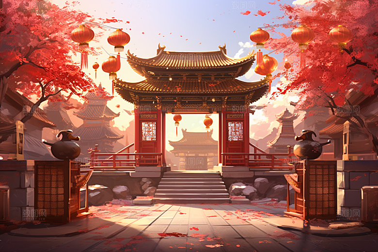 中式传统门楼直播中国风背景图