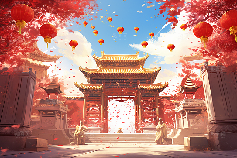 中式传统门楼火热热卖背景图