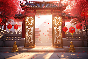 中式传统门楼直播中国风背景图
