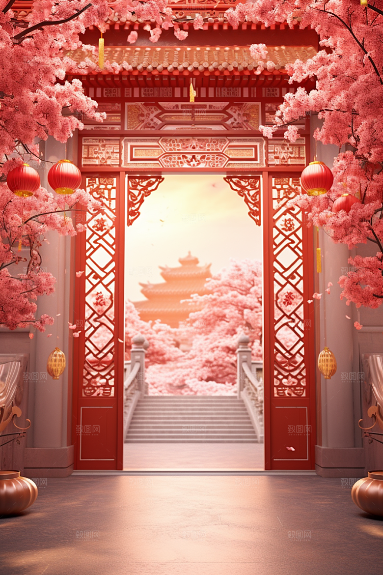 中式传统门楼热卖火热背景图